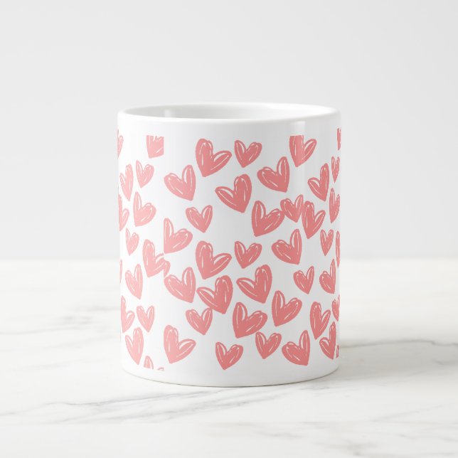 Rosa Hearts Jumbo Mugg (Framsidan)