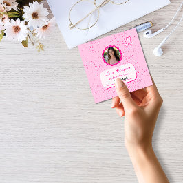 Rosa Hearts Kärlek-kuponger med Photo Valentine Anteckningskort