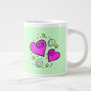 Rosa Hearts, Kärlek, Romantik, Alla hjärtans dag,  Jumbo Mugg