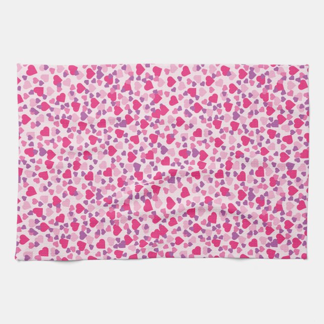 Rosa Hearts Kärlek Towel Kökshandduk (Horisontell)