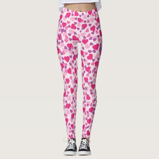 Rosa Hearts Leggins Leggings (Framsida)