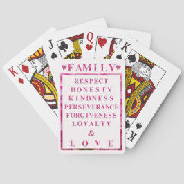 Rosa Hearts & Lettering, familjerelaterad spelnatt Casinokort