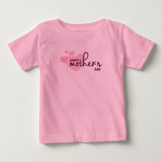 Rosa Hearts Lycklig Mors dag | Bodykostym T Shirt (Framsida)