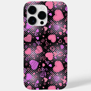 Rosa Hearts Mönster 01 Black BG