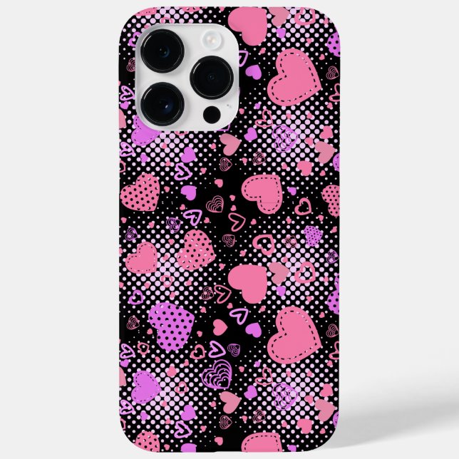 Rosa Hearts Mönster 01 Black BG (Baksida)