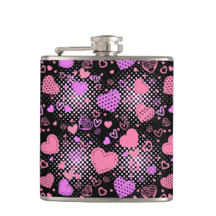 Rosa Hearts Mönster 01 Black BG Fickplunta