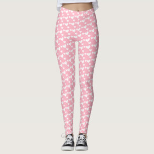 Rosa Hearts Mönster Alla hjärtans dag Leggings