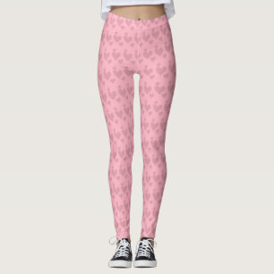 Rosa Hearts Mönster Alla hjärtans dag Leggings