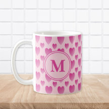 Rosa Hearts Mönster Anpassningsbar Monogram