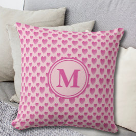 Rosa Hearts Mönster Anpassningsbar Monogram Kudde