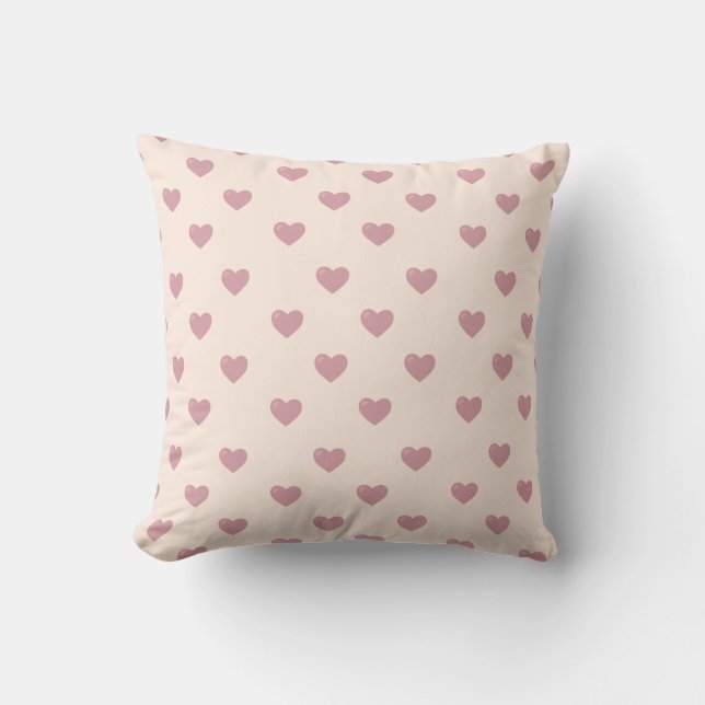  Rosa Hearts Mönster Cute Modern Kudde (Framsida)
