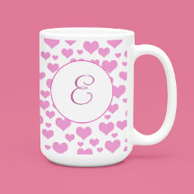 Rosa Hearts Mönster Elegant Monogram Anpassningsba