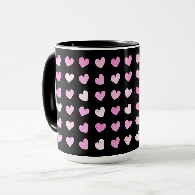 Rosa Hearts Mönster-kaffe Mugg (Framsida vänster)