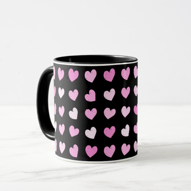 Rosa Hearts Mönster-kaffe Mugg (Framsida vänster)