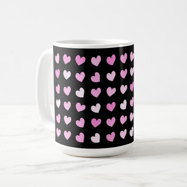 Rosa Hearts Mönster-kaffe Mugg (Framsida vänster)