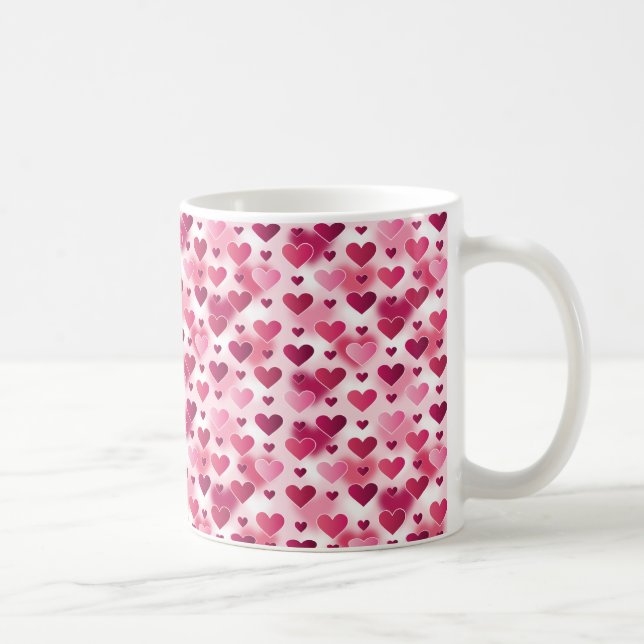 Rosa Hearts Mönster Kaffemugg (Höger)