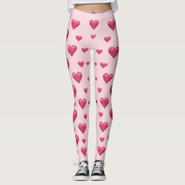 Rosa Hearts Mönster Leggings