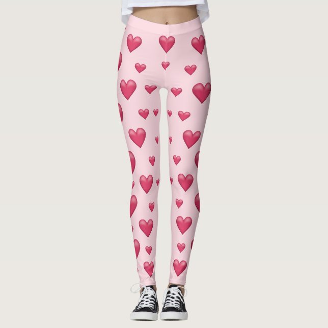 Rosa Hearts Mönster Leggings (Framsida)