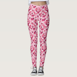 Rosa Hearts Mönster Leggings
