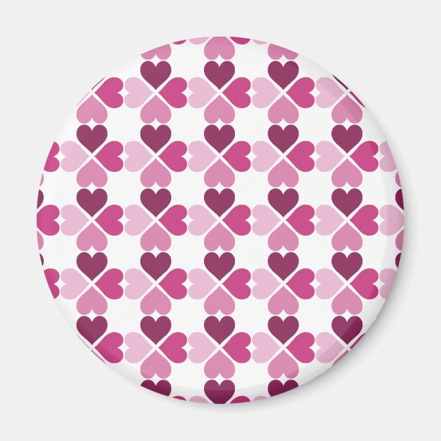 Rosa Hearts Mönster Magnet (Framsidan)