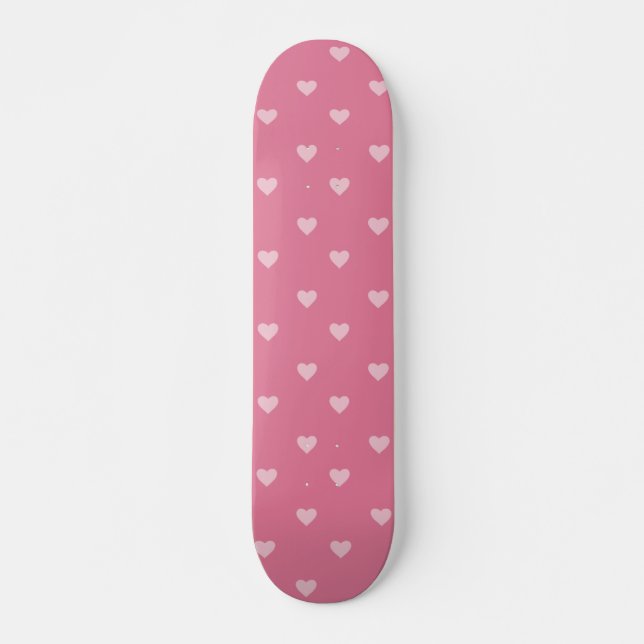 Rosa Hearts Mönster Mini Skateboard Bräda 18,5 Cm (Framsida)