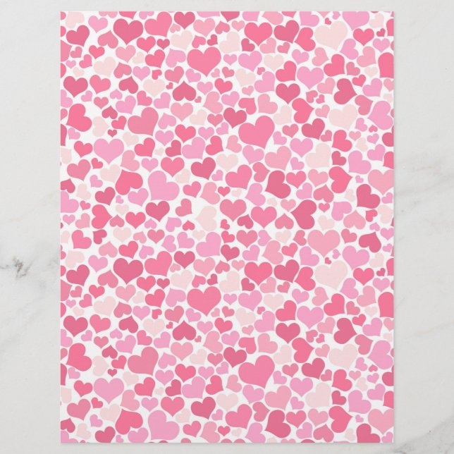Rosa Hearts Mönster Scrapbook Papper (Framsida)