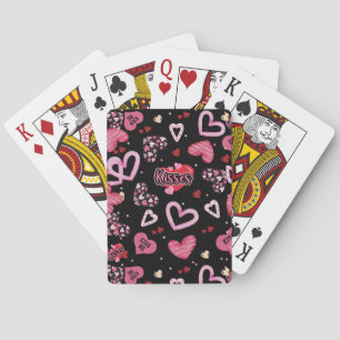 Rosa Hearts Mönster Valentindagen Casinokort