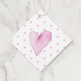 Rosa Hearts Mönster Watercolor Sweet Kärlek Baby Gåvor Etiketter