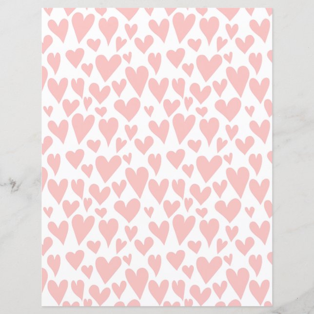  Rosa Hearts Mönster White Scrapbook Papper (Framsida)