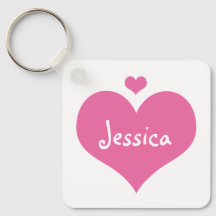 Rosa Hearts - nyckelkedjan Personlig Girly Namn