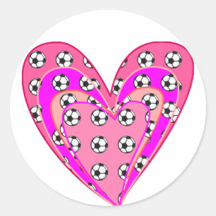 Rosa Hearts och fotbolls-EM Mönster Runt Klistermärke