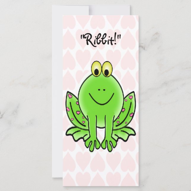 Rosa Hearts och Frog Childrens Valentines Cards (Framsida)