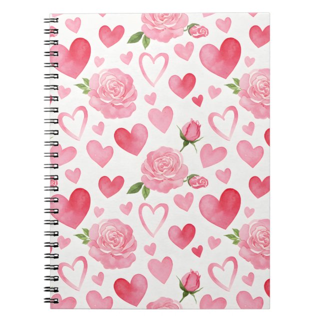 Rosa Hearts och Ro Anteckningsbok (Framsidan)