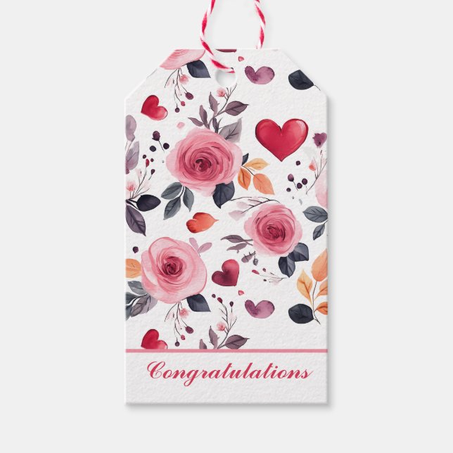 Rosa Hearts och Ro Grattiss Presentetikett (Framsidan)