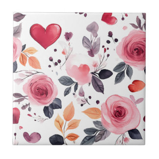 Rosa Hearts och Ro Kakelplatta