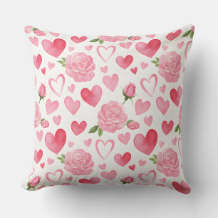 Rosa Hearts och Ro Kudde