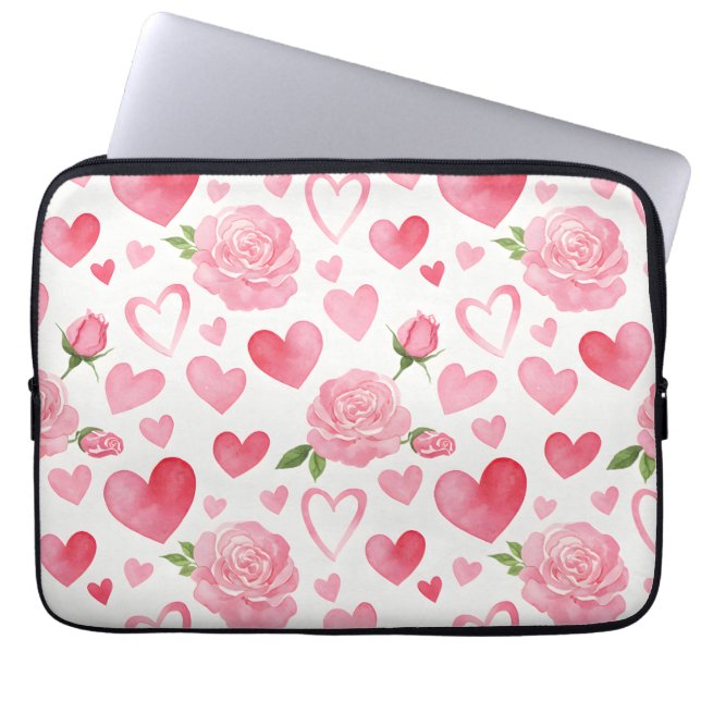 Rosa Hearts och Ro Laptop Fodral (Framsidan)
