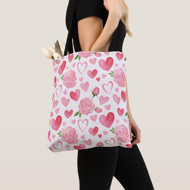 Rosa Hearts och Ro Tygkasse (Närbild)