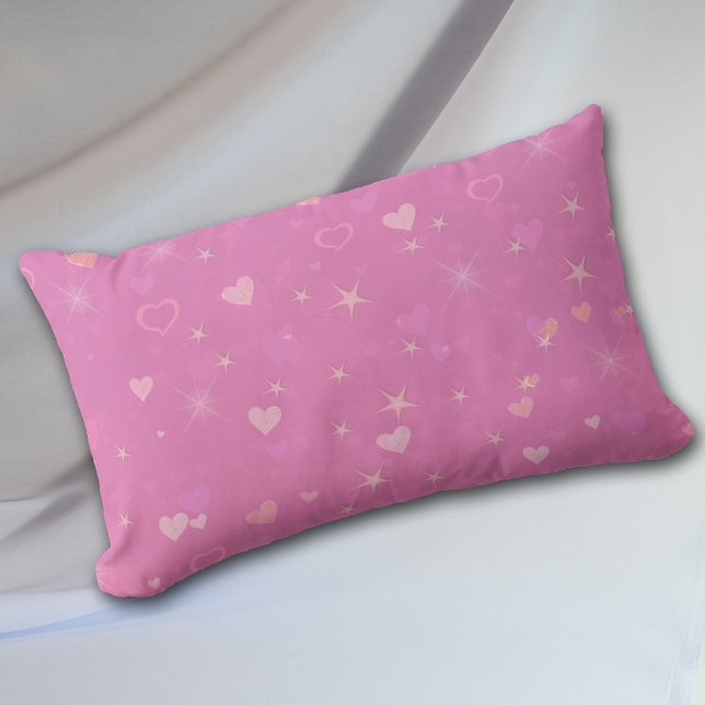 Rosa Hearts och Stars Mönster Lumbarkudde (Skapare uppladdad)