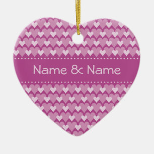 Rosa Hearts-ornament, anpassa Julgransprydnad Keramik