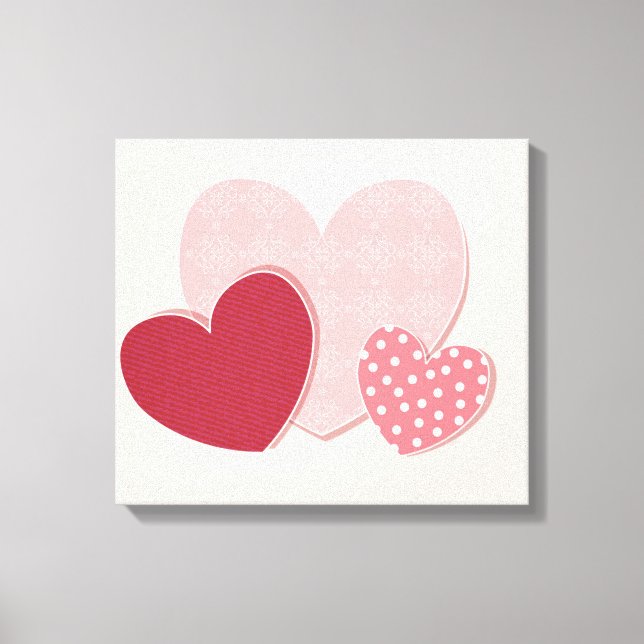 Rosa Hearts Papper Sticker Canvastryck (Framsida)