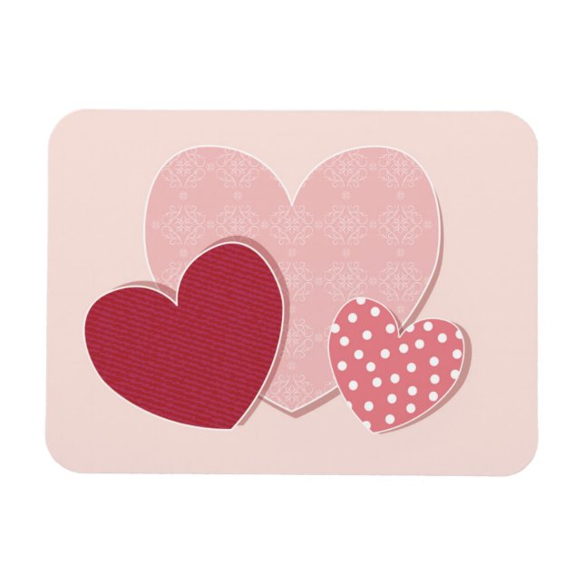 Rosa Hearts Papper Sticker Magnet (Horisontell)
