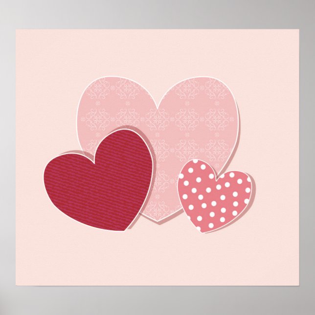 Rosa Hearts Papper Sticker Poster (Framsidan)