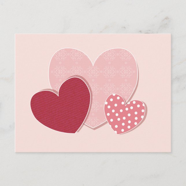 Rosa Hearts Papper Sticker Vykort (Framsida)