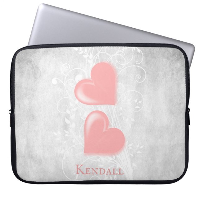 Rosa Hearts Personlig Laptop sleeve (Framsidan)
