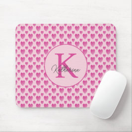 Rosa Hearts Personlig Monogram Musmatta