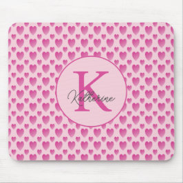 Rosa Hearts Personlig Monogram Musmatta