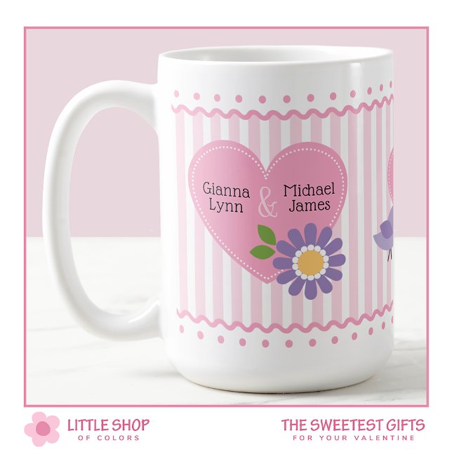 Rosa Hearts Personlig Valentines day Kaffemugg (Skapare uppladdad)