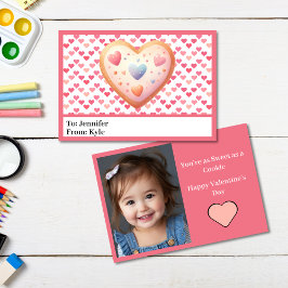 Rosa Hearts Photo Mini School Valentine Kort