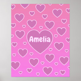 Rosa Hearts Preppy Aesthetic Poster